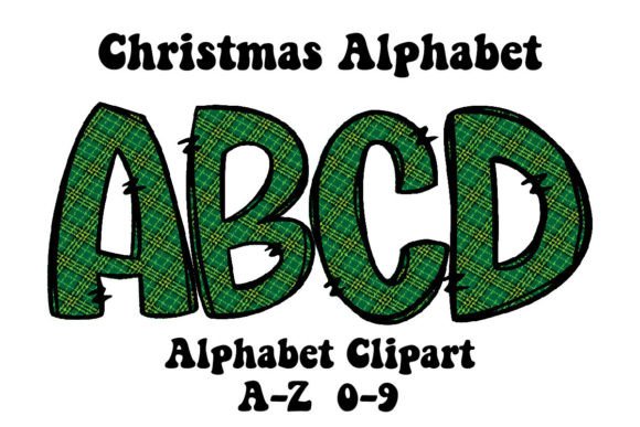 Christmas Alphabet Doodle Green Plaid: A Festive Design Toolkit