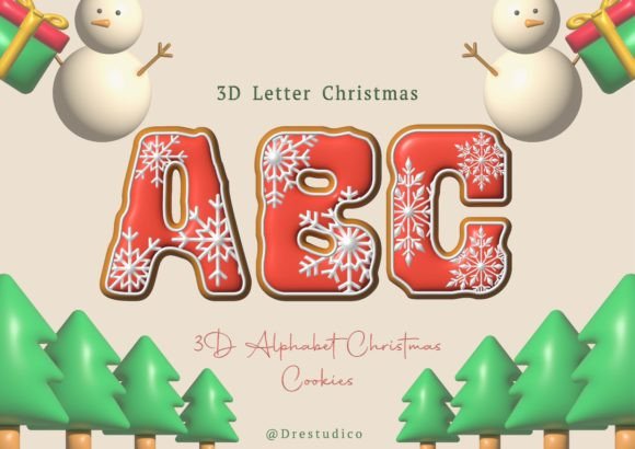 Christmas Cookie Red Snowflake Alphabet: Festive Design Asset Guide