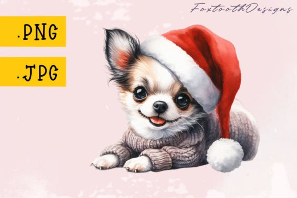 Christmas Dog with Santa Hat: Festive Clipart for Holiday Projects