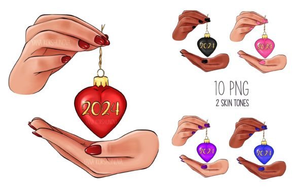 Festive Design Assets: New Year Clipart & 2024 Planner Art
