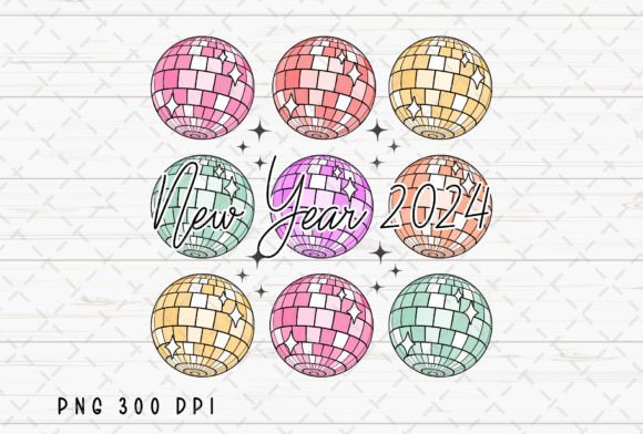 Get Groovy: New Year 2024 Retro Disco Balls PNG for Your Projects