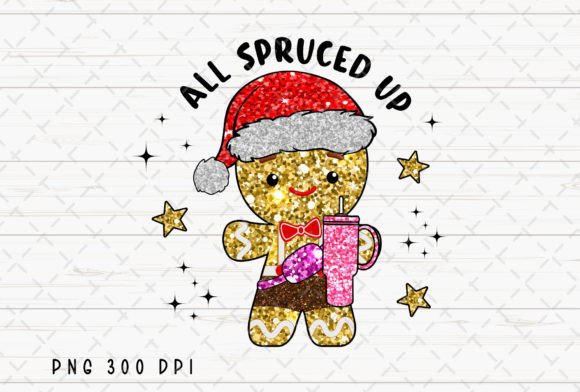 Gingerbread Glitter Stanley Tumbler PNG for Festive Designs