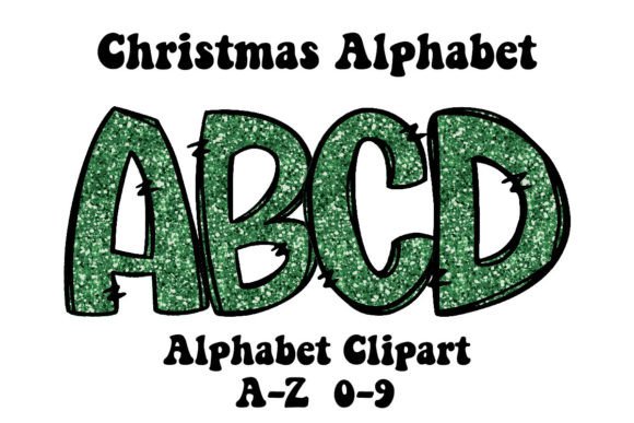Green Glitter Sequins Alphabet Clipart: A Sparkling Design Asset