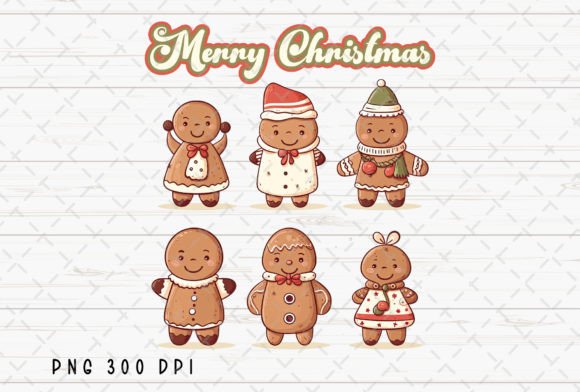 Merry Christmas Gingerbread Retro PNG: Vintage Holiday Charm