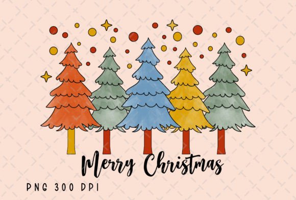Merry Christmas Trees Watercolor PNG: Festive Digital Art for Creators