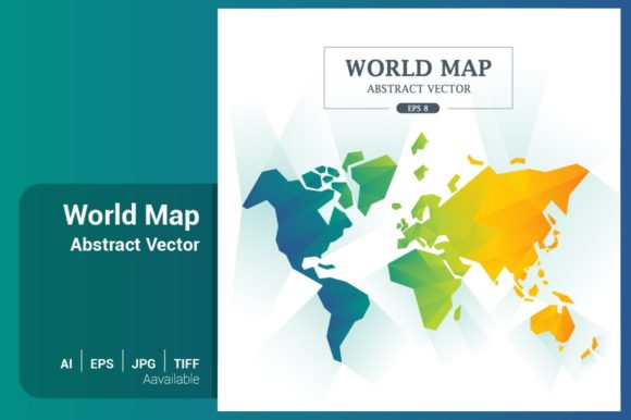 Modernize Your Visuals with World Map Abstract Full Color Vector
