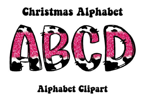 Pink Glitter Cow Print Christmas Doodle: Festive Clipart Guide