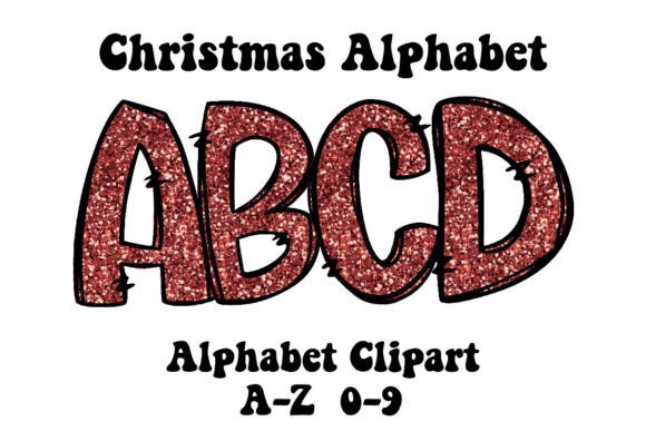 Red Glitter Sequins Alphabet Clipart: Your Sparkling Design Solution