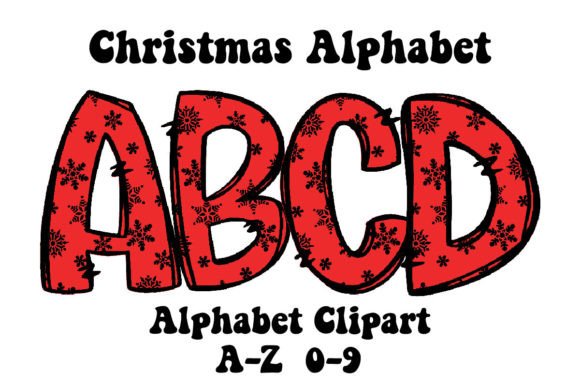 Red Snows Christmas Alphabet Doodle: A Festive Design Asset