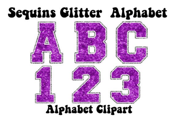 Sequins Glitter Purple Silver Alphabets: A Digital Sparkle for Bold Projects