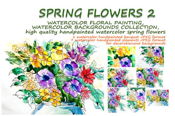 Spring Flowers 2 Bouquet Watercolor for Creative Projects