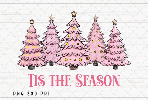Tis the Season Pink Christmas Tree PNG: A Festive Design Asset