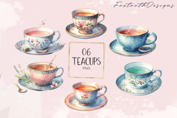 Watercolor Teacups Bundle: A Creative Asset for Modern Branding